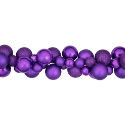 6' Purple 3-Finish Shatterproof Ball Christmas Garland