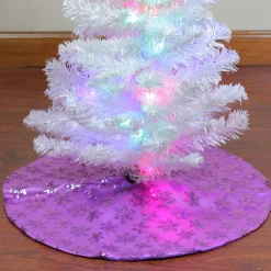 20" Purple Sequin Snowflake Mini Christmas Tree Skirt