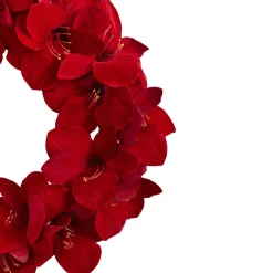 Red Amaryllis Artificial Floral Christmas Wreath, 22-Inch, Unlit