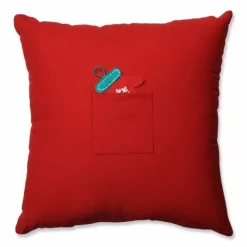 17.5" Red And Aqua Blue Advent Couch Square Christmas Throw Pillow