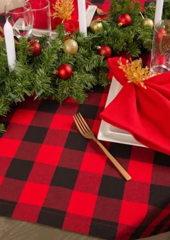 Red And Black Buffalo Plaid Christmas Rectangular Tablecloth 60