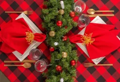 Red And Black Buffalo Plaid Christmas Rectangular Tablecloth 60