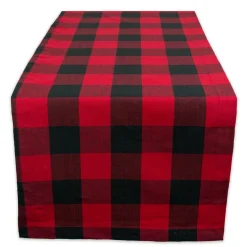 108" Red And Black Buffalo Plaid Christmas Rectangular Table Runner