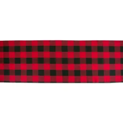 108" Red And Black Buffalo Plaid Christmas Rectangular Table Runner