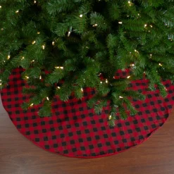 48" Red And Black Buffalo Plaid Christmas Tree Skirt