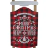 24" Red And Black Buffalo Plaid Merry Christmas Sled Wooden Hanging Wall Sign