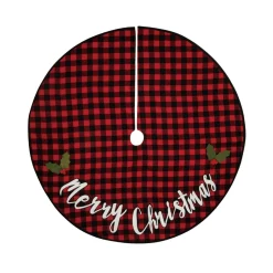 48" Red And Black Buffalo Plaid "Merry Christmas" Tree Skirt