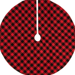 20" Red And Black Buffalo Plaid Mini Christmas Tree Skirt
