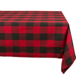 Red And Black Buffalo Plaid Rectangular Christmas Tablecloth 60" X 104"