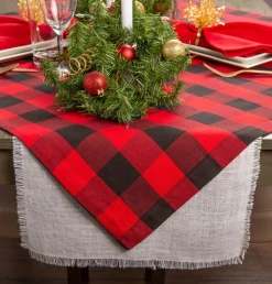 Red And Black Buffalo Plaid Rectangular Christmas Tablecloth 60