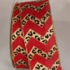 Red And Black Cheetah Design Wired Craft Ribbon 2.5" X 20 Yards