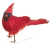 5" Red And Black Feathered Cardinal Bird Craft Decoration