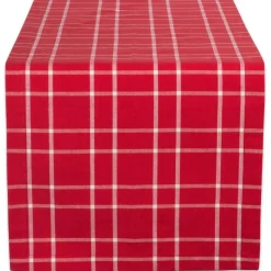 108" Red And Black Holly Berry Plaid Christmas Table Runner