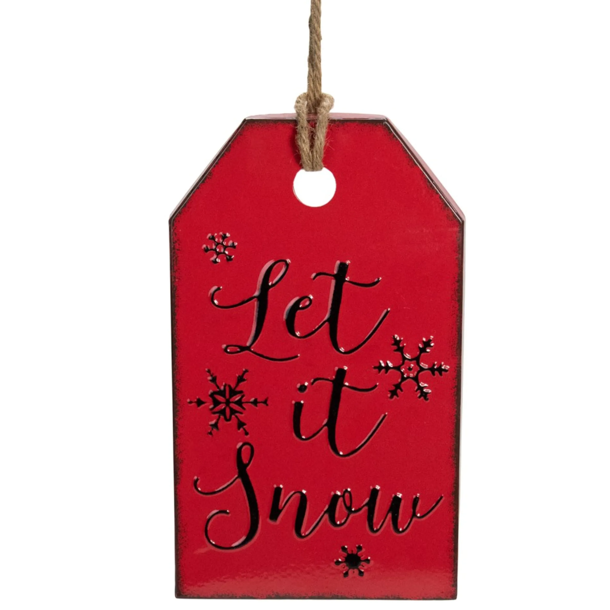 12.25" Red And Black Metal Distressed "Let It Snow" Christmas Wall Decor