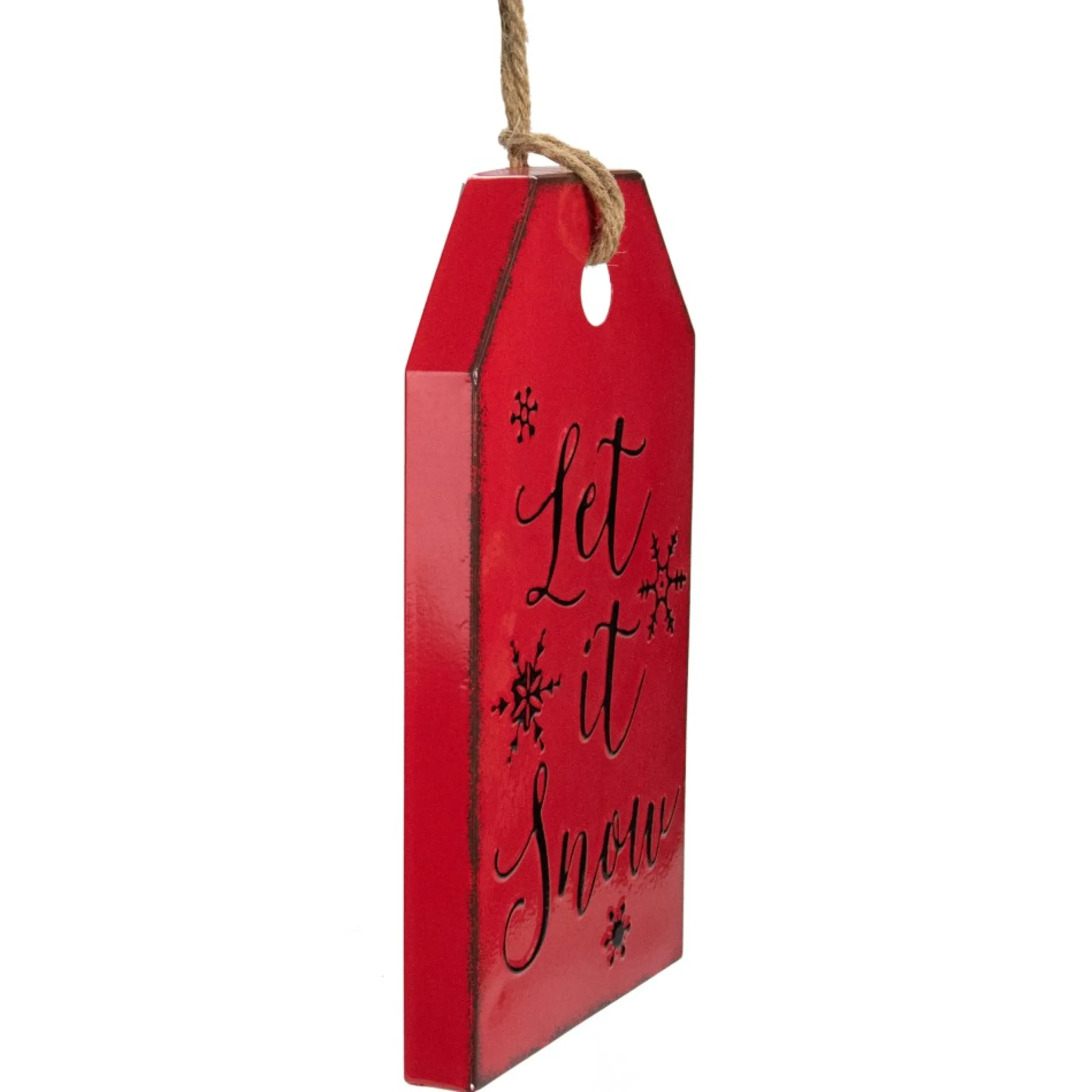 12.25" Red And Black Metal Distressed "Let It Snow" Christmas Wall Decor