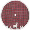 48" Red And Black Plaid Reindeer Christmas Tree Skirt