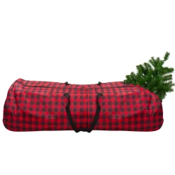 Red And Black Plaid Rolling Tree Christmas Tree Storage Bag For Artificial Trees Up To 7.5Ft