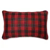 20" Red And Black Traditional Holiday Plaid Rectangular Throw Pillow