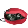 36" Red And Black Zip Up Christmas Wreath Storage Bag