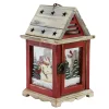 11" Red And Brown Snowman Decorative Christmas Pillar Candle Lantern