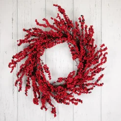 Red And Burgundy Berry Artificial Christmas Wreath, 22-Inch Unlit