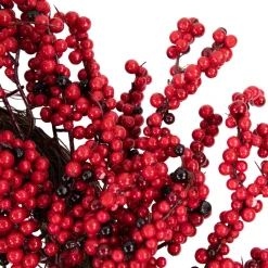 Red And Burgundy Berry Artificial Christmas Wreath, 22-Inch Unlit