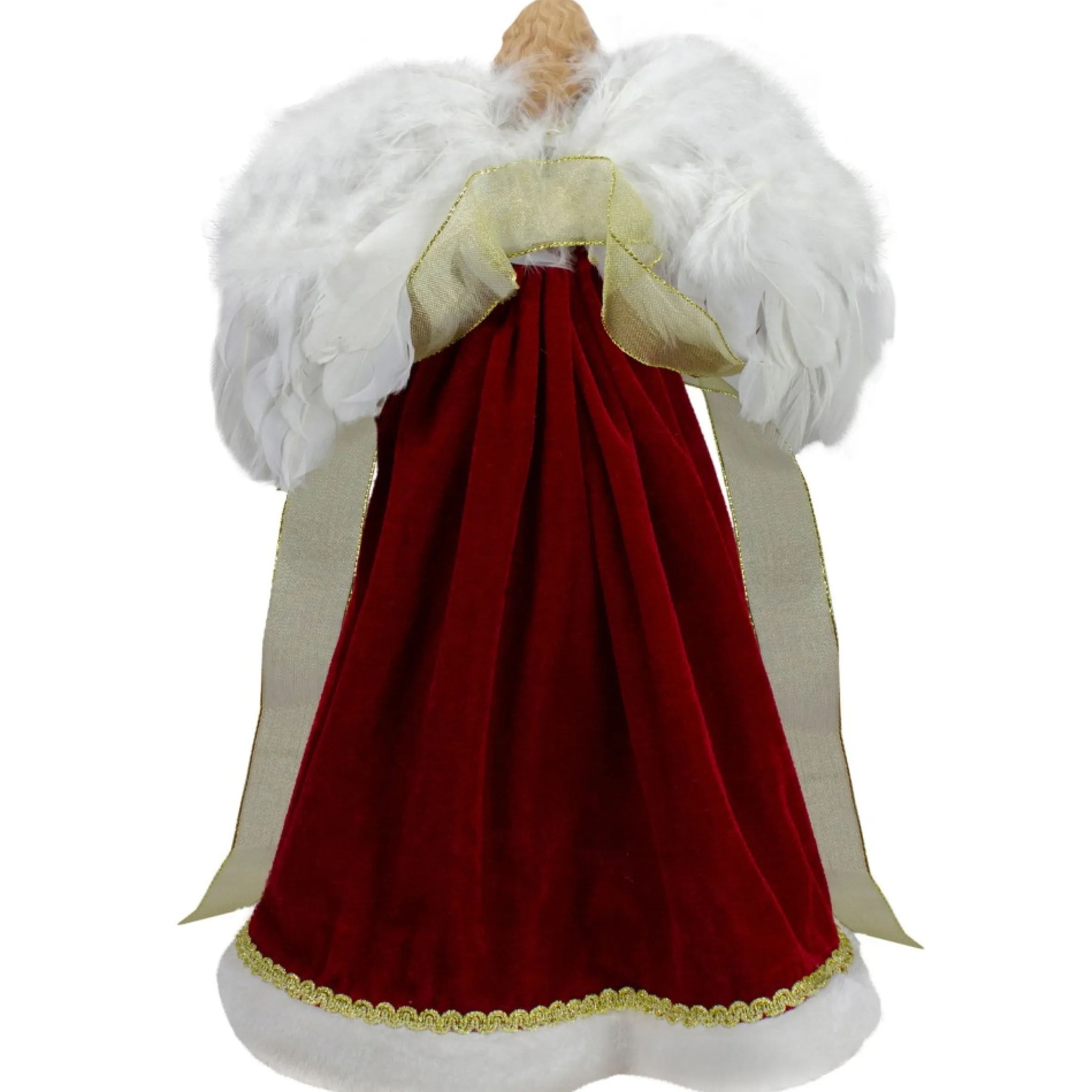 18" Red And Gold Angel In A Dress Christmas Tree Topper - Unlit