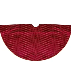 48" Red And Gold Diamond Pattern Christmas Tree Skirt