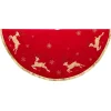54" Red And Gold Patchwork Reindeer Running Christmas Tree Skirt