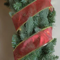 Red And Gold Solid Christmas Wired Craft Ribbon 2.5