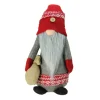 25" Red And Gray Nordic Gnome With Burlap Sack Christmas Figure
