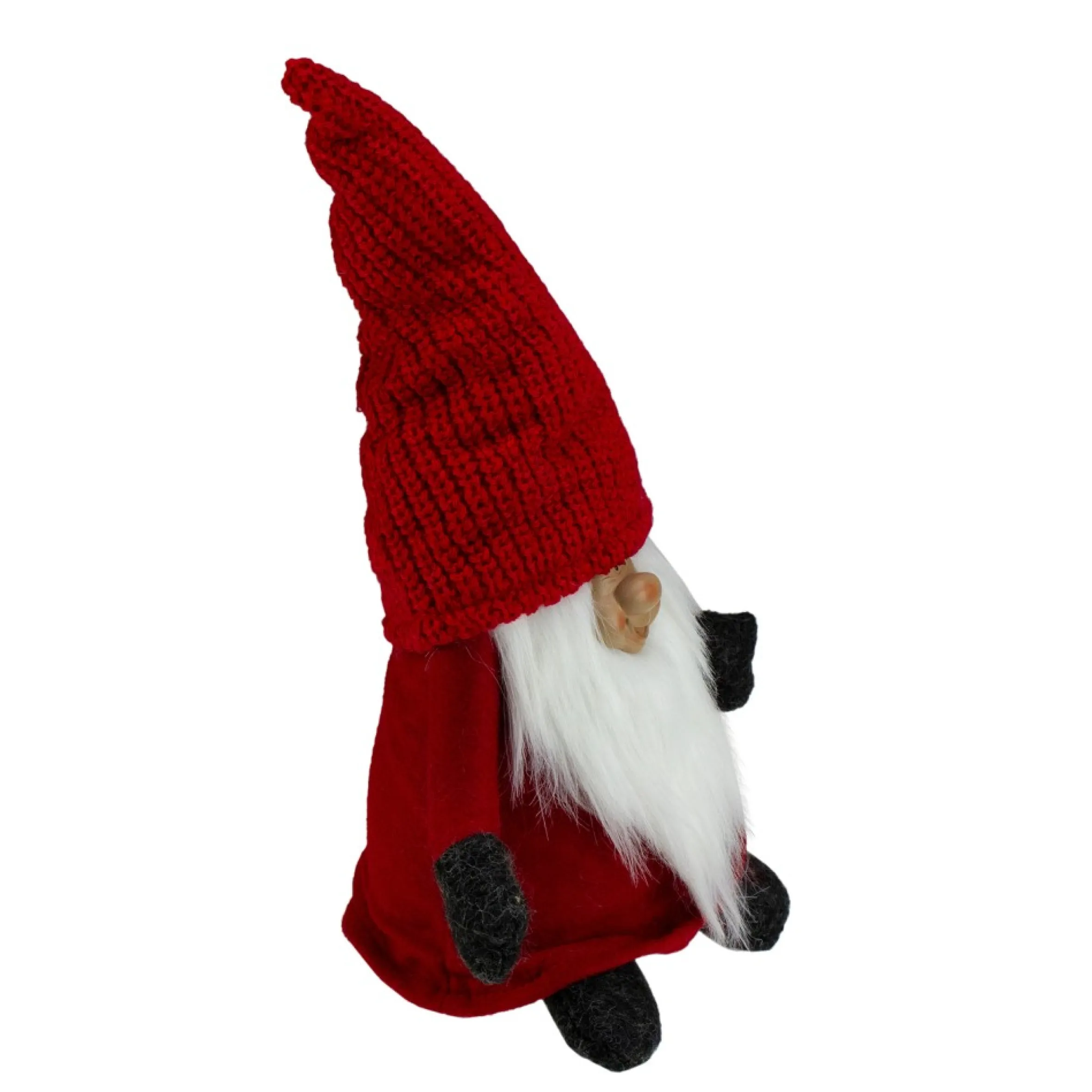 13.5" Red And Gray Portly Smiling Gnome Table Top Christmas Figure