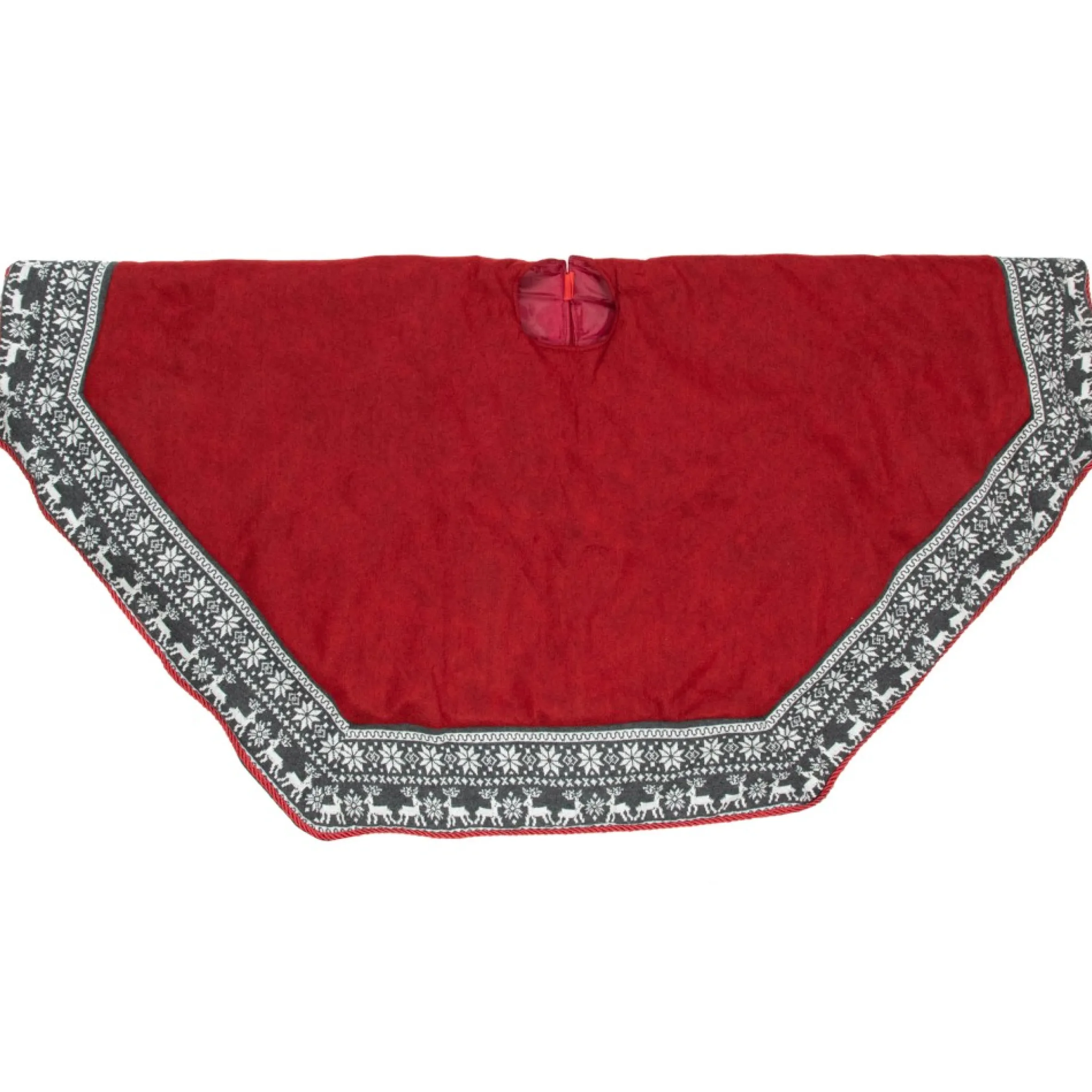 50" Red And Gray Snowflake And Reindeer Christmas Tree Skirt