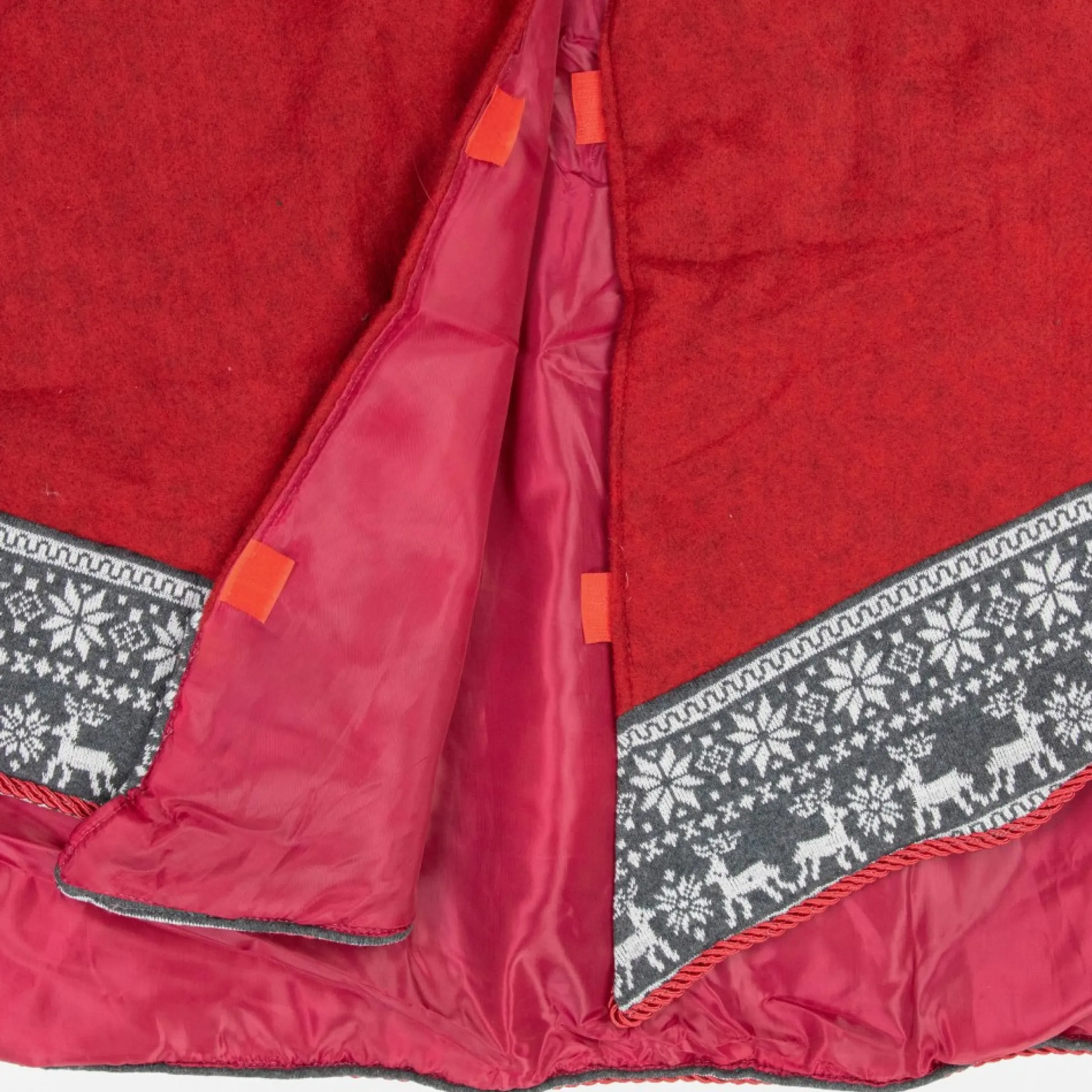 50" Red And Gray Snowflake And Reindeer Christmas Tree Skirt