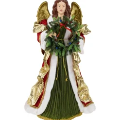 3' Red And Green Angel Commercial Size Christmas Tree Topper, Unlit
