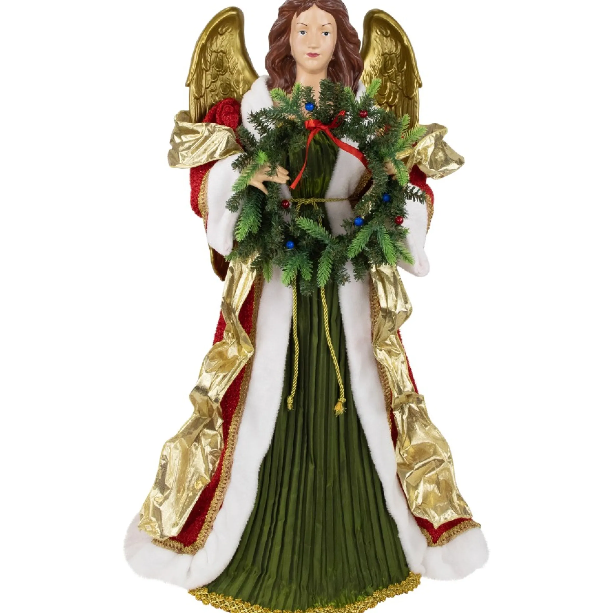 3' Red And Green Angel Commercial Size Christmas Tree Topper, Unlit
