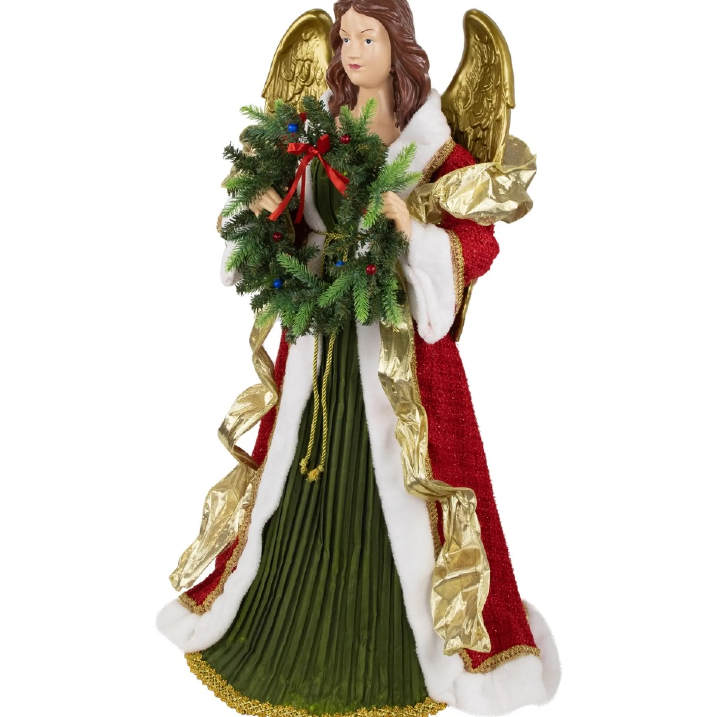3' Red And Green Angel Commercial Size Christmas Tree Topper, Unlit