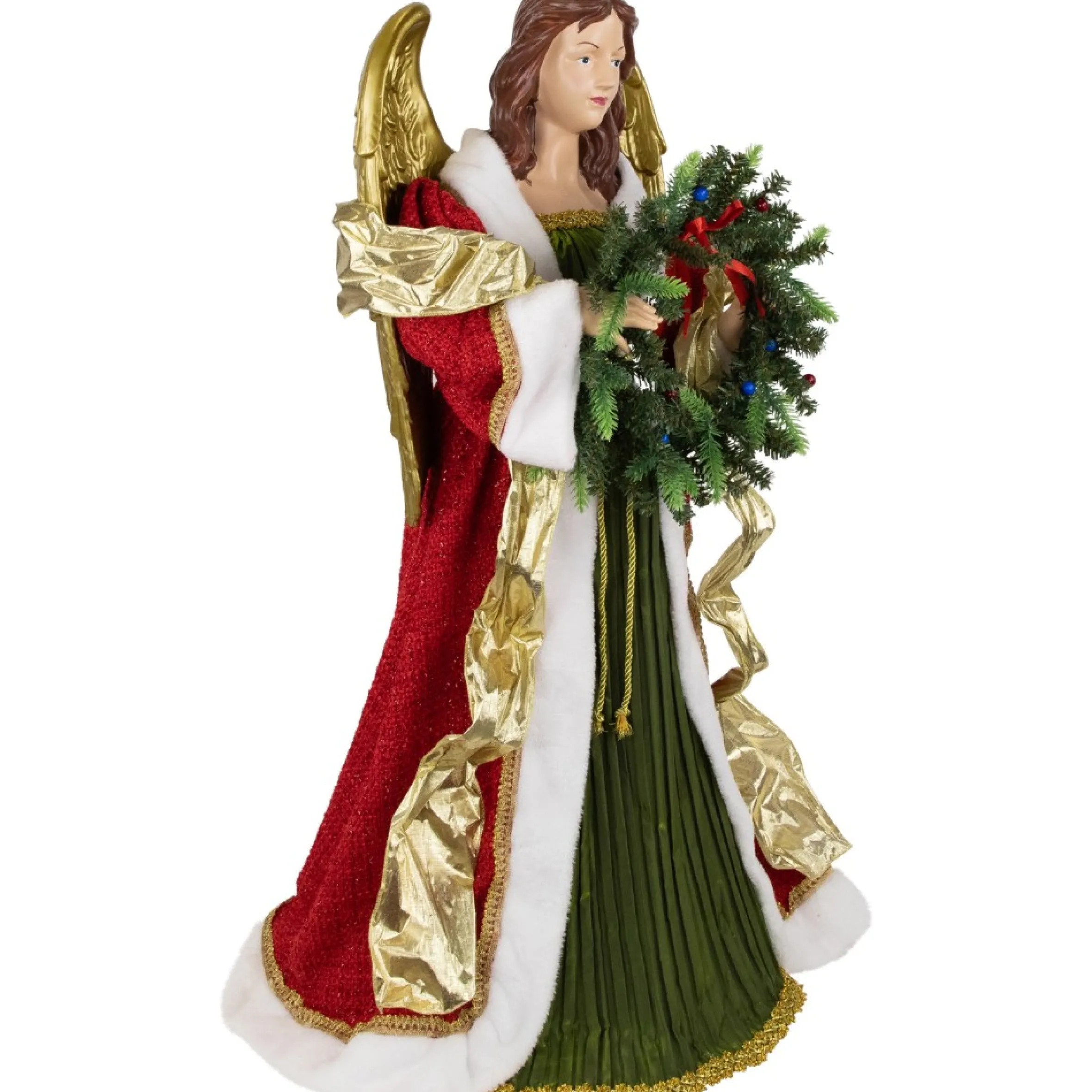 3' Red And Green Angel Commercial Size Christmas Tree Topper, Unlit
