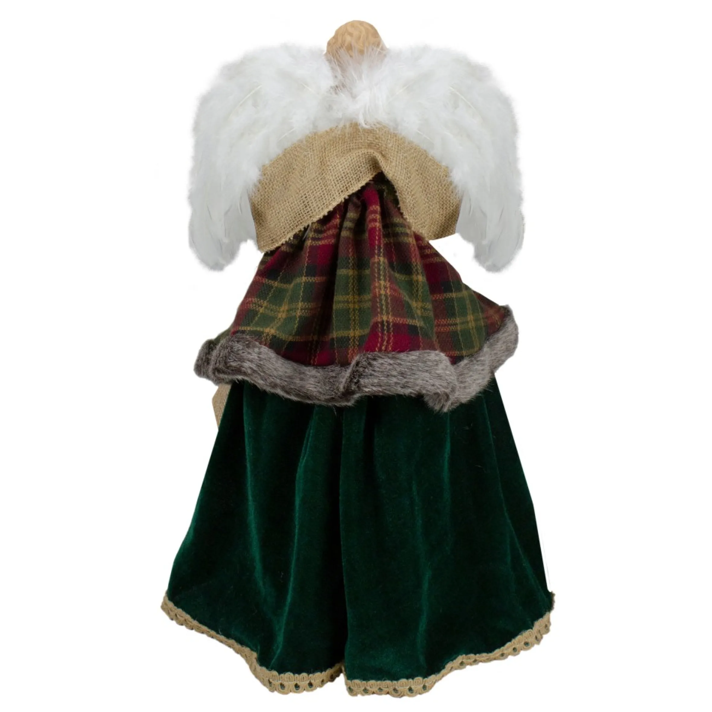 18" Red And Green Angel In A Dress Christmas Tree Topper Accented With Holly Berries - Unlit