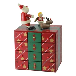 10.5" Red And Green Elegant Advent Storage Calendar Box