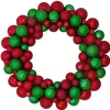 Red And Green 3-Finish Shatterproof Ball Christmas Wreath - 24-Inch, Unlit