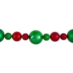 6' Red And Green 3-Finish Shatterproof Ball Christmas Garland