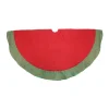 46.5" Red And Green Glittered Chevron Border Christmas Tree Skirt