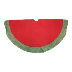46.5" Red And Green Glittered Chevron Border Christmas Tree Skirt