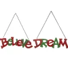 9.5" Red And Green Hanging "Believe' And "Dream" Christmas Wall Decoration 9.5"