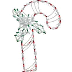 18" Red And Green Led Lighted Candy Cane Christmas Window Silhouette Decoration