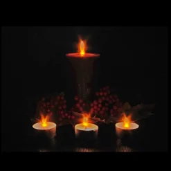 Red And Green Led Lighted Candles Christmas Canvas Wall Art 12" X 15.75"