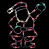 13" Red And Green Lighted Santa Christmas Silhouette Decoration