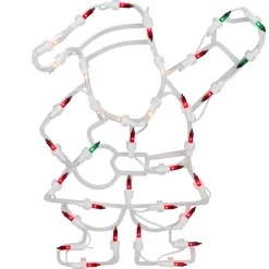 13" Red And Green Lighted Santa Christmas Silhouette Decoration