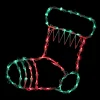 18" Red And Green Lighted Stocking Silhouette Window Christmas Decoration